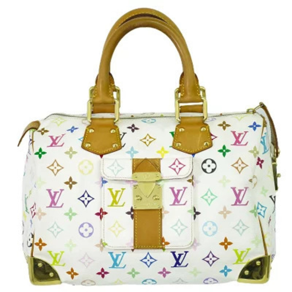 Louis Vuitton LV Speedy Monogram Multicolor Boston Canvas Leather White